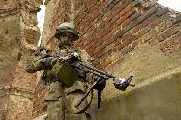 Ukrainian soldier with a gun