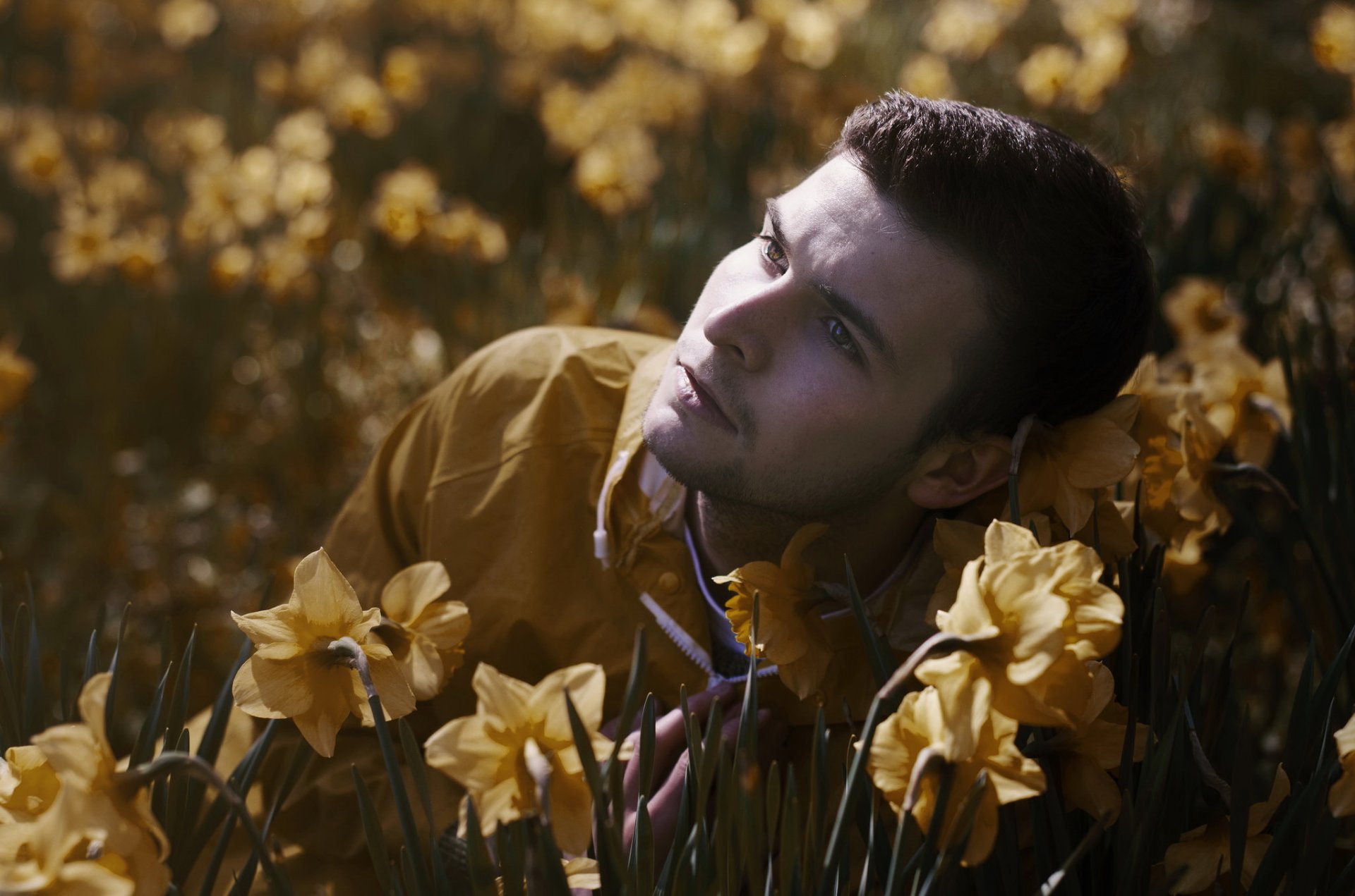 men flower portrait