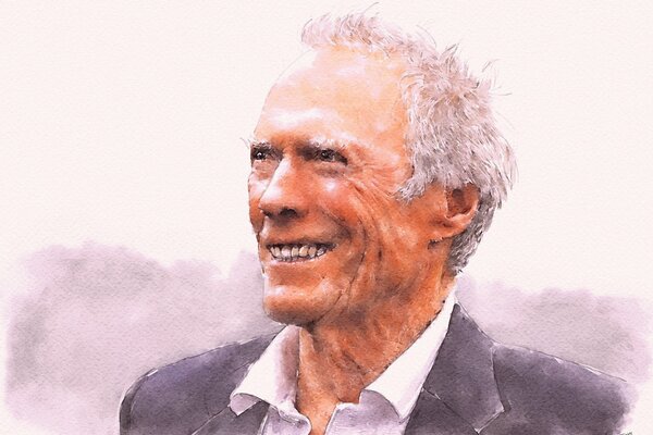 La cara de Clint Eastwood con una sonrisa