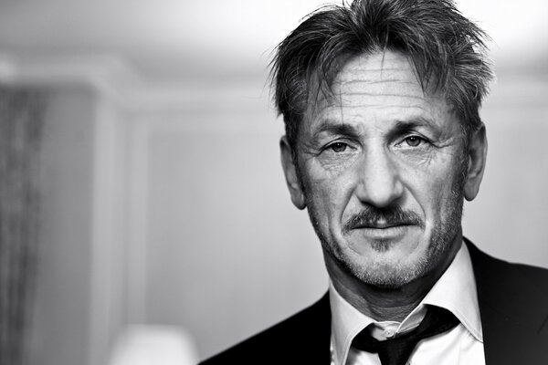 Schwarzweißfoto von Sean Penn