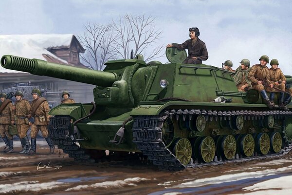 Drawing of the war military equipment SU-152