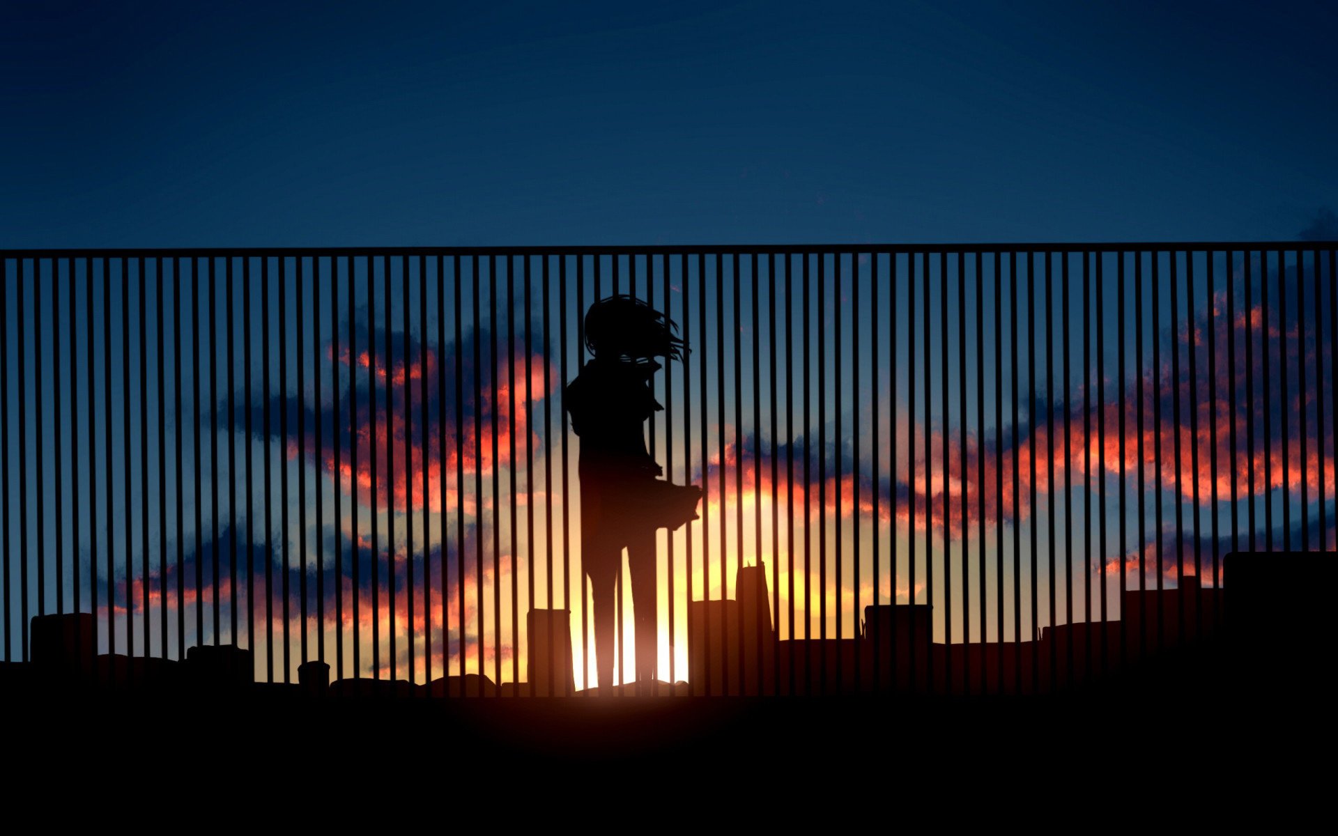 girl the city sunset