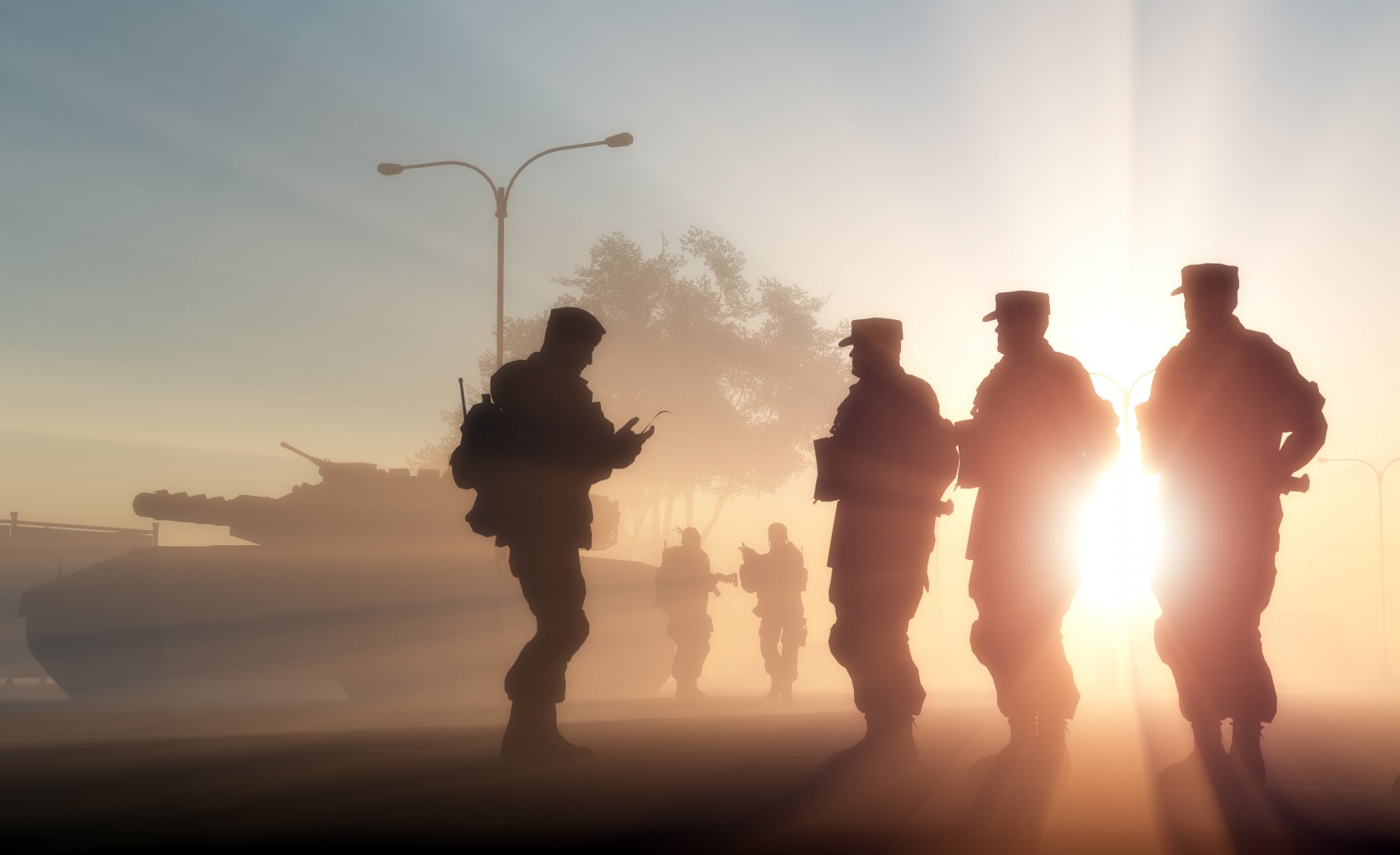 armée hommes hommes soldats silhouettes lumière