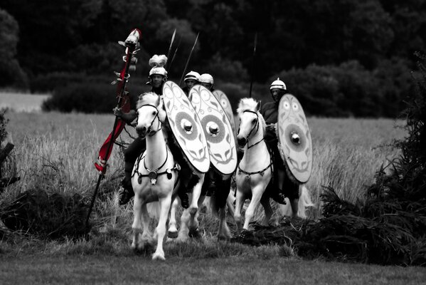 Roman troops on white horses