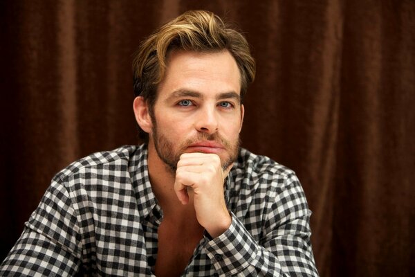 Chris Pine in a plaid shirt