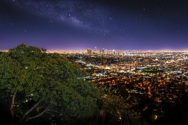 Los Ángeles. Panorama de la ciudad nocturna