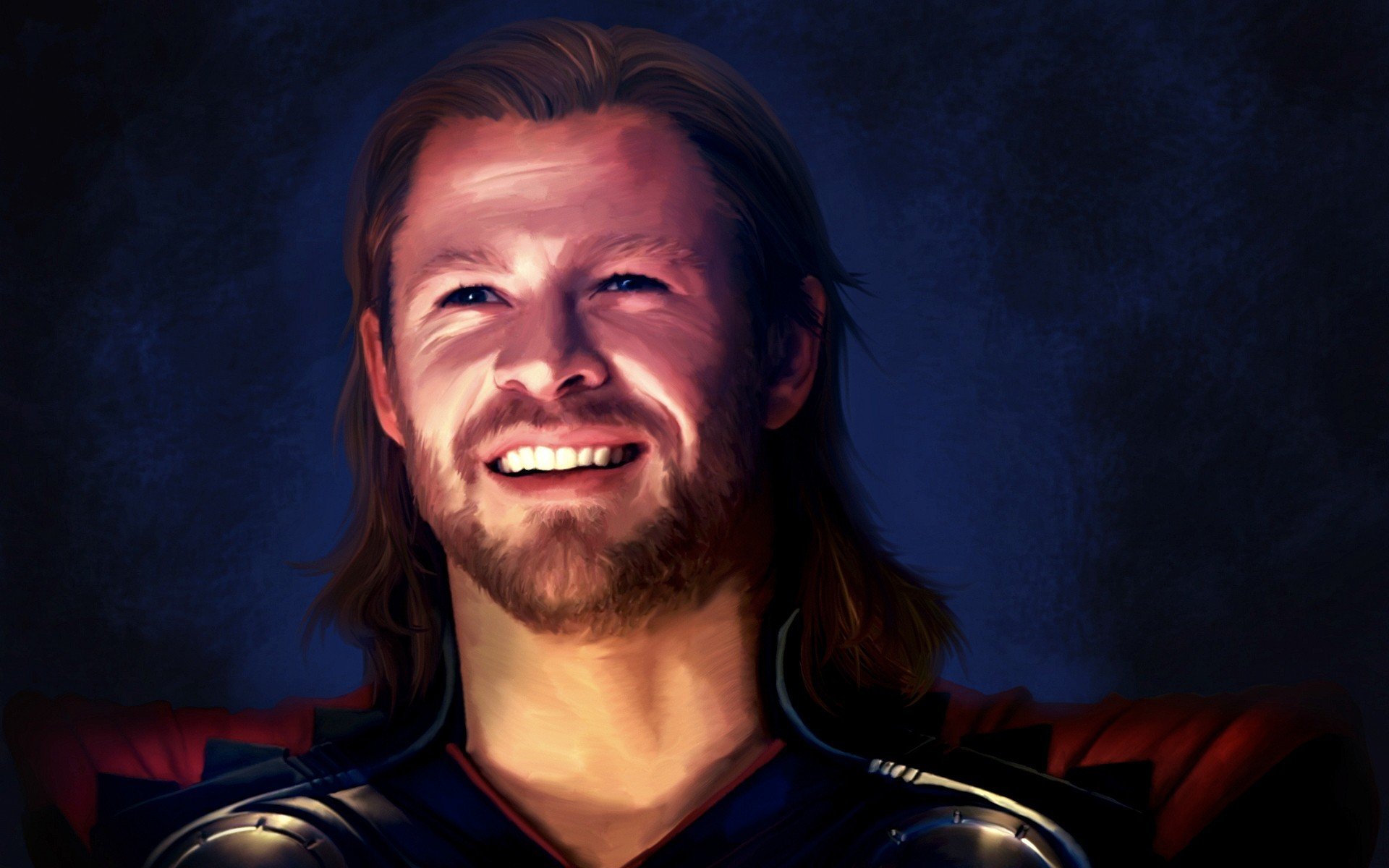 thor chris hemsworth marvel smiling smile look fan art