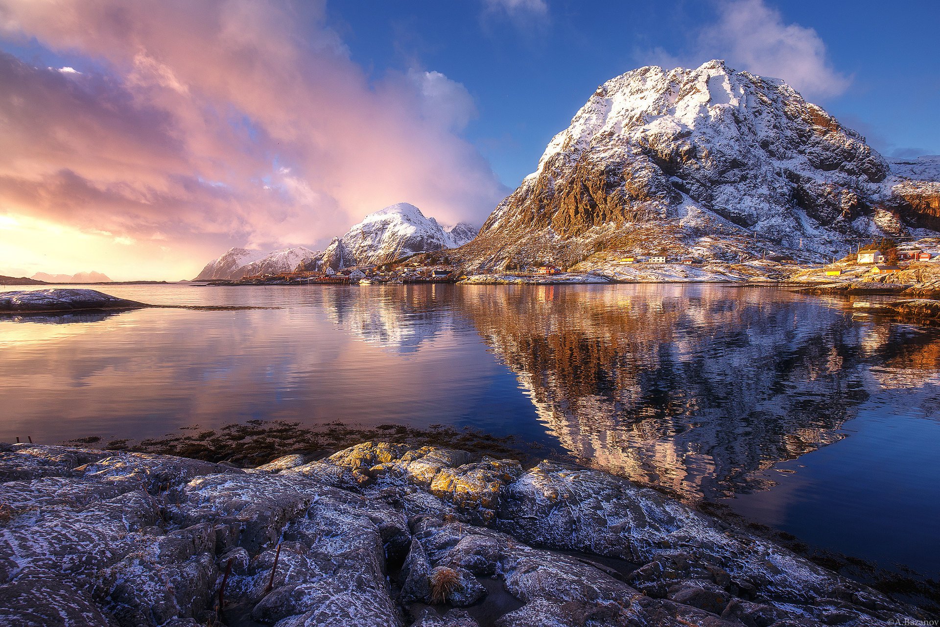 norvegia montagne rocce cielo mare