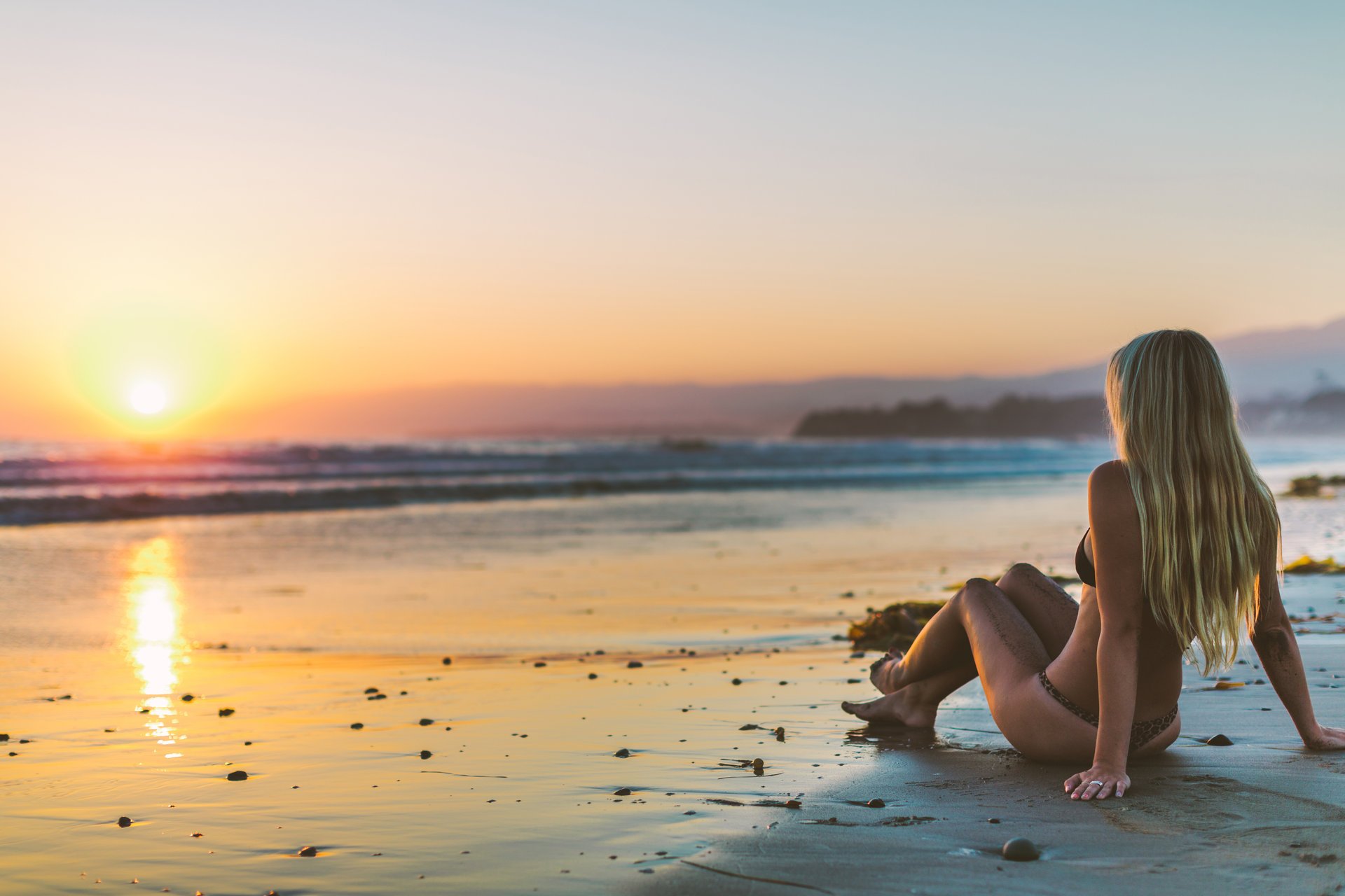 natur mädchen haare strand meer sonnenuntergang sommer