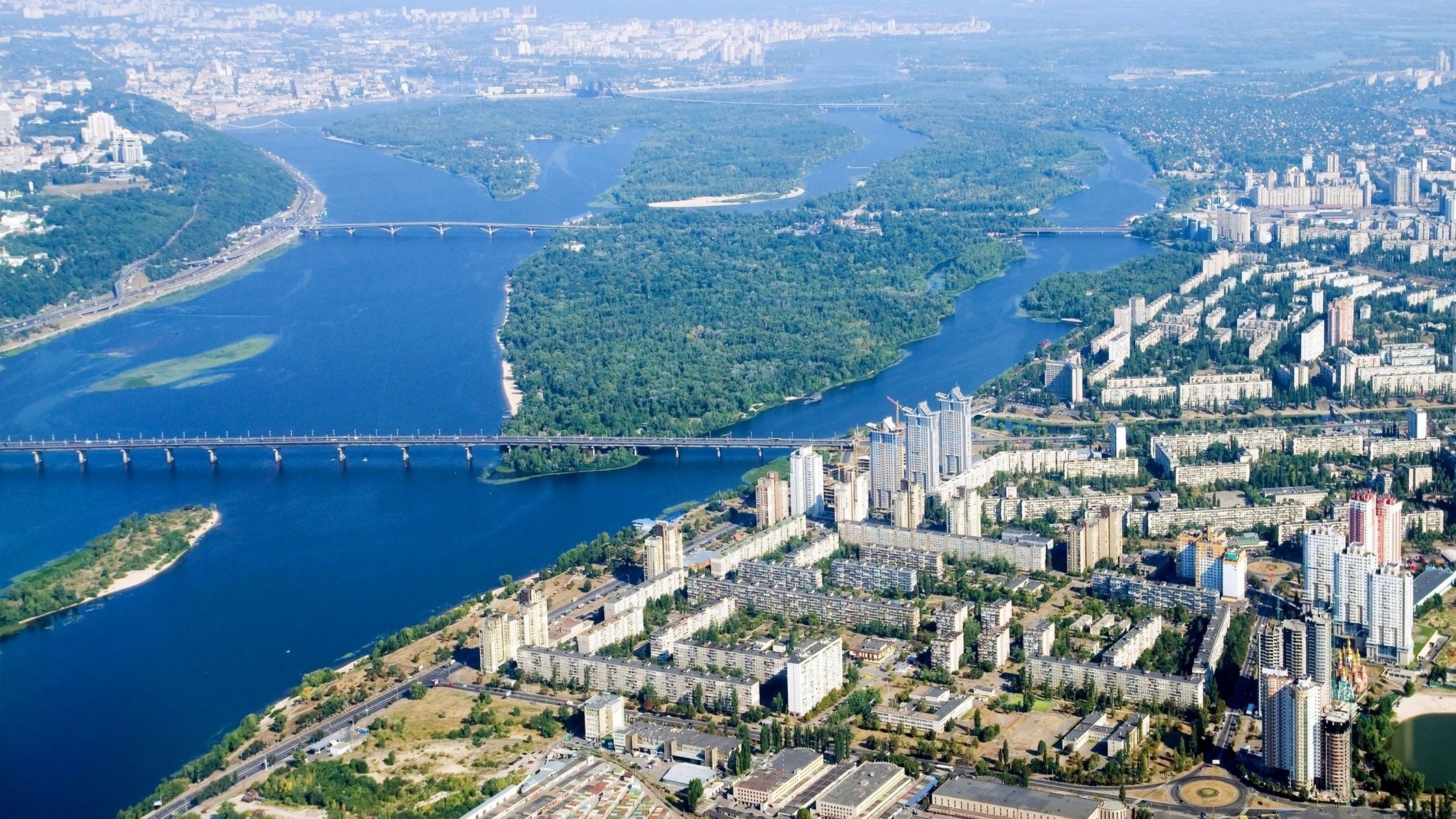 kiev dnipro ciudad puentes terraplén