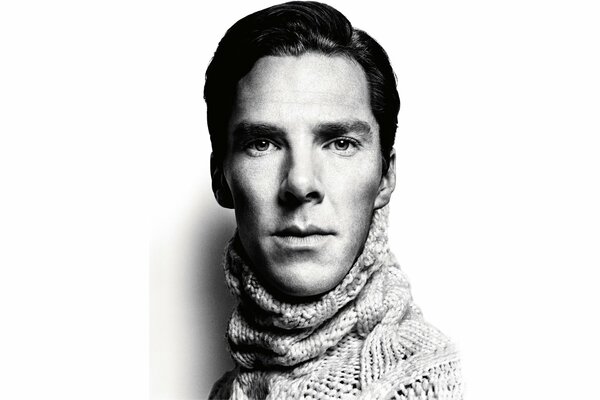 Fotografía en blanco y negro de Benedict Cumberbatch