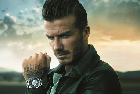 David Beckham against the sky