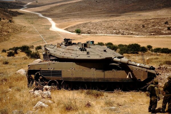 Battle tank in the desert in Israel