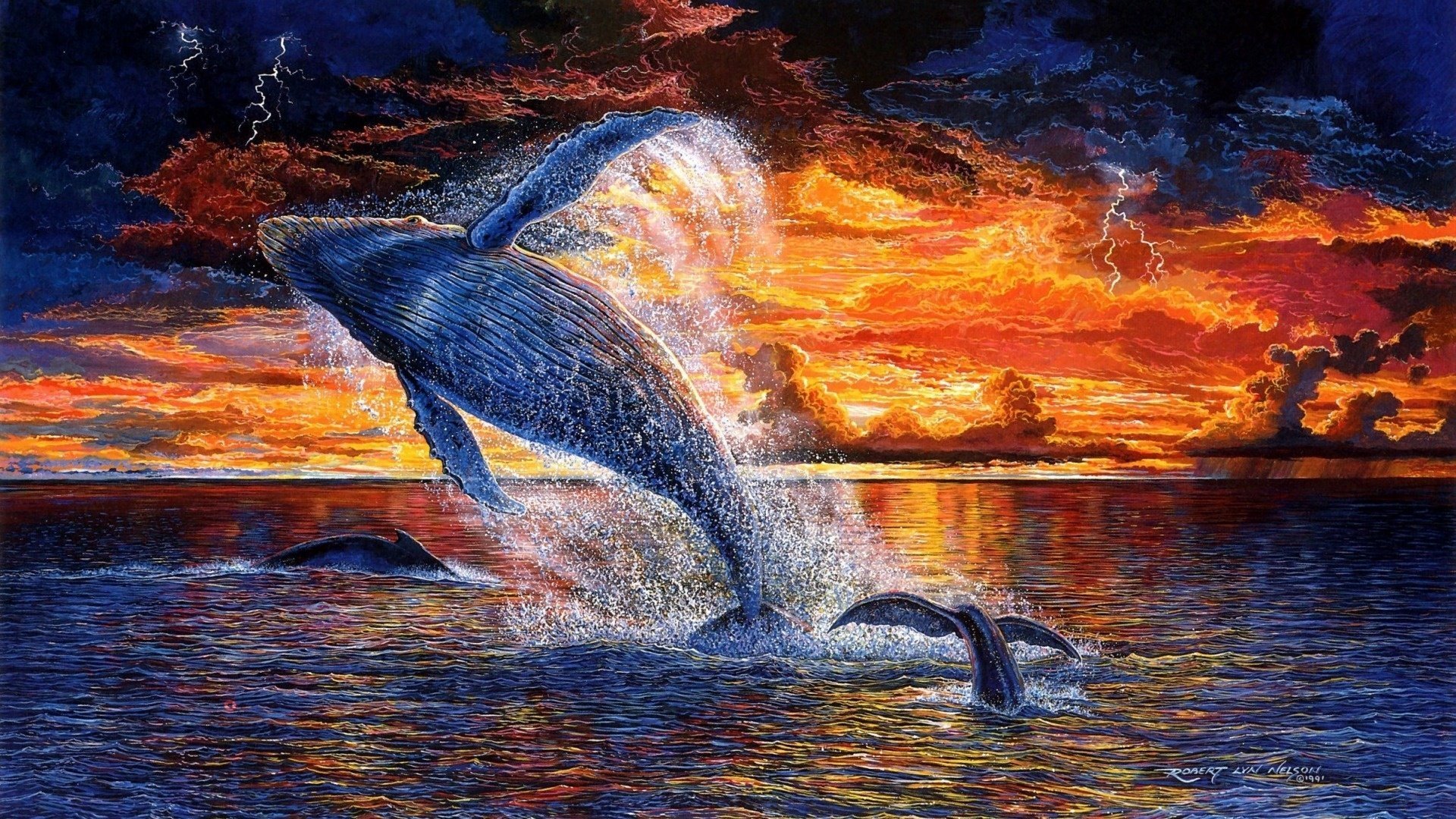 ballena ballena puesta de sol espacios abiertos vuelo cielo nubes pintura