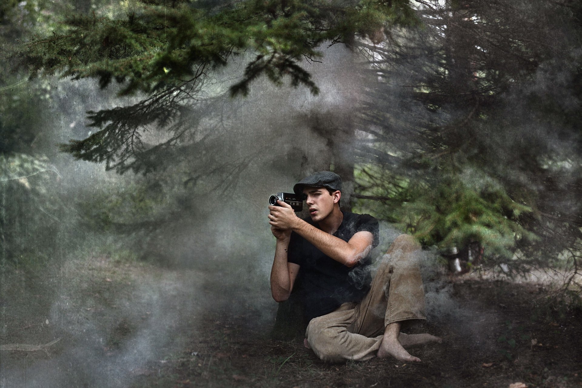 homme photo forêt style