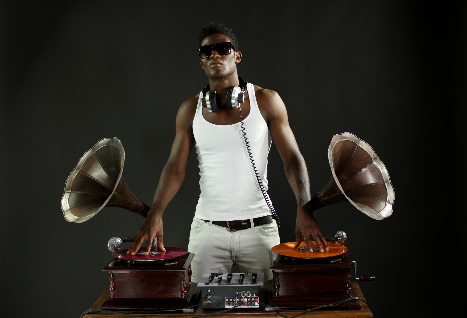 black sunglasses headphones dj of the plate remote jersey