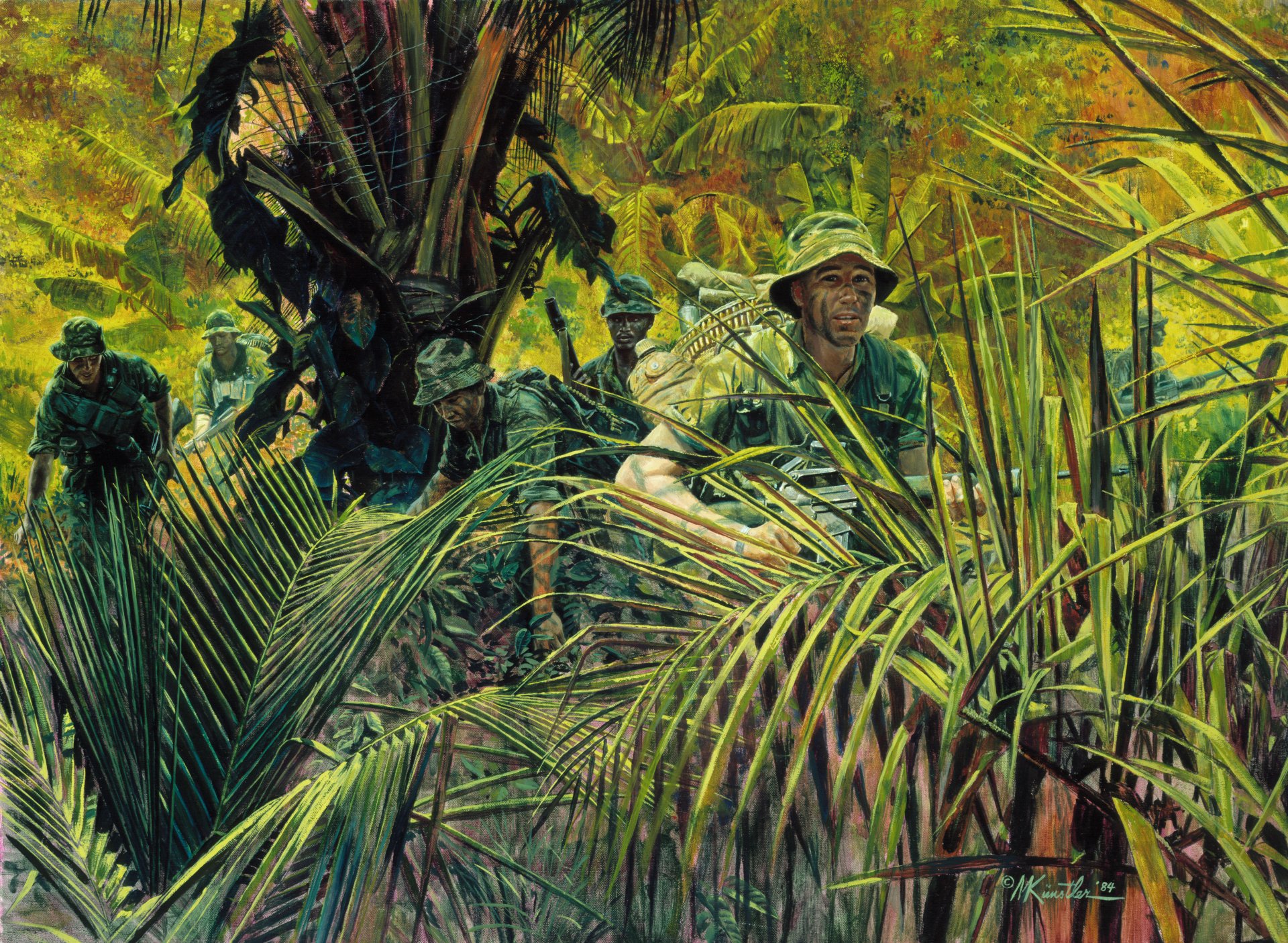 soldats armes équipement jungle vietnam dessin m. kunstler