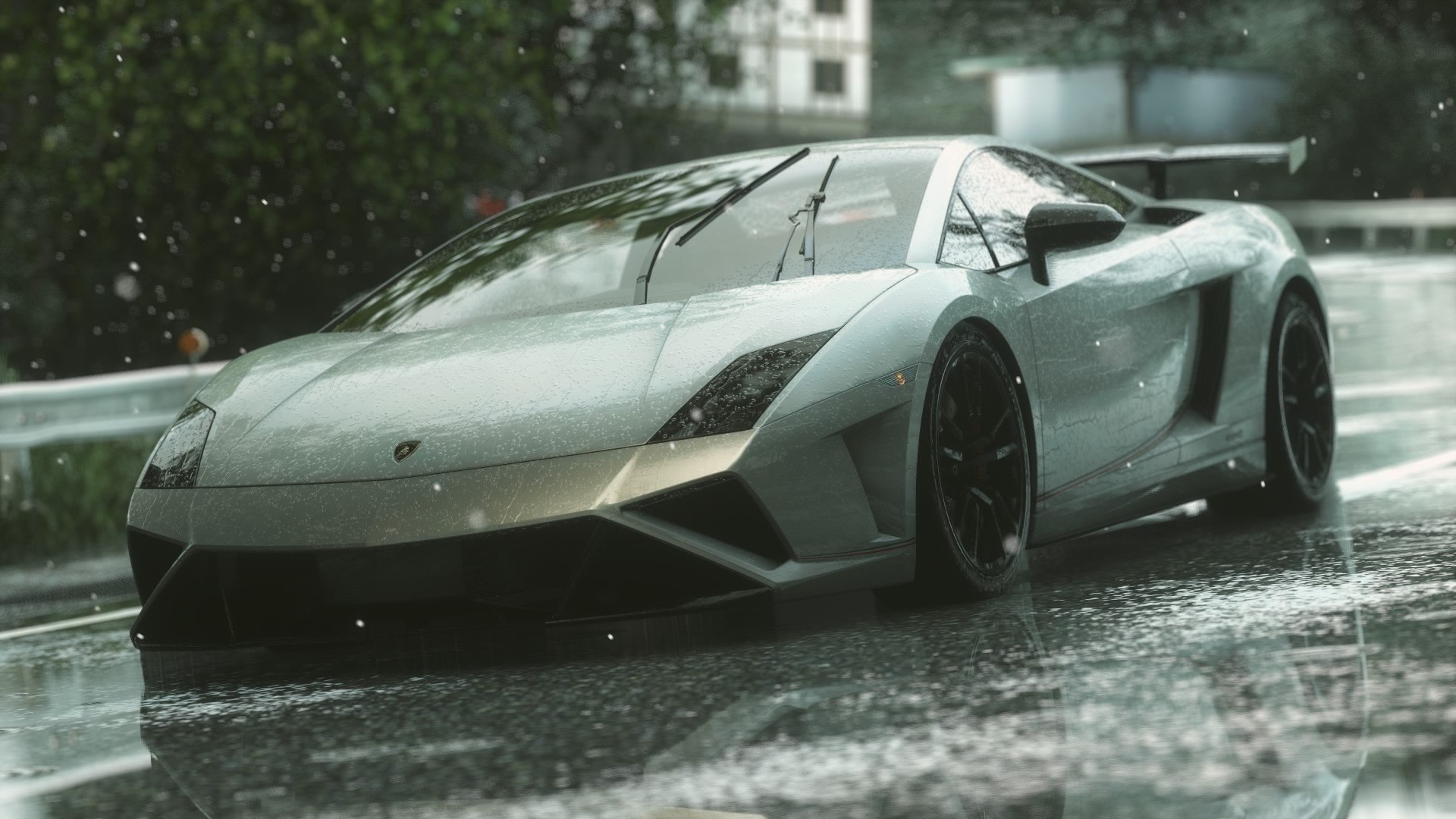 lamborghini szare tło deszcz