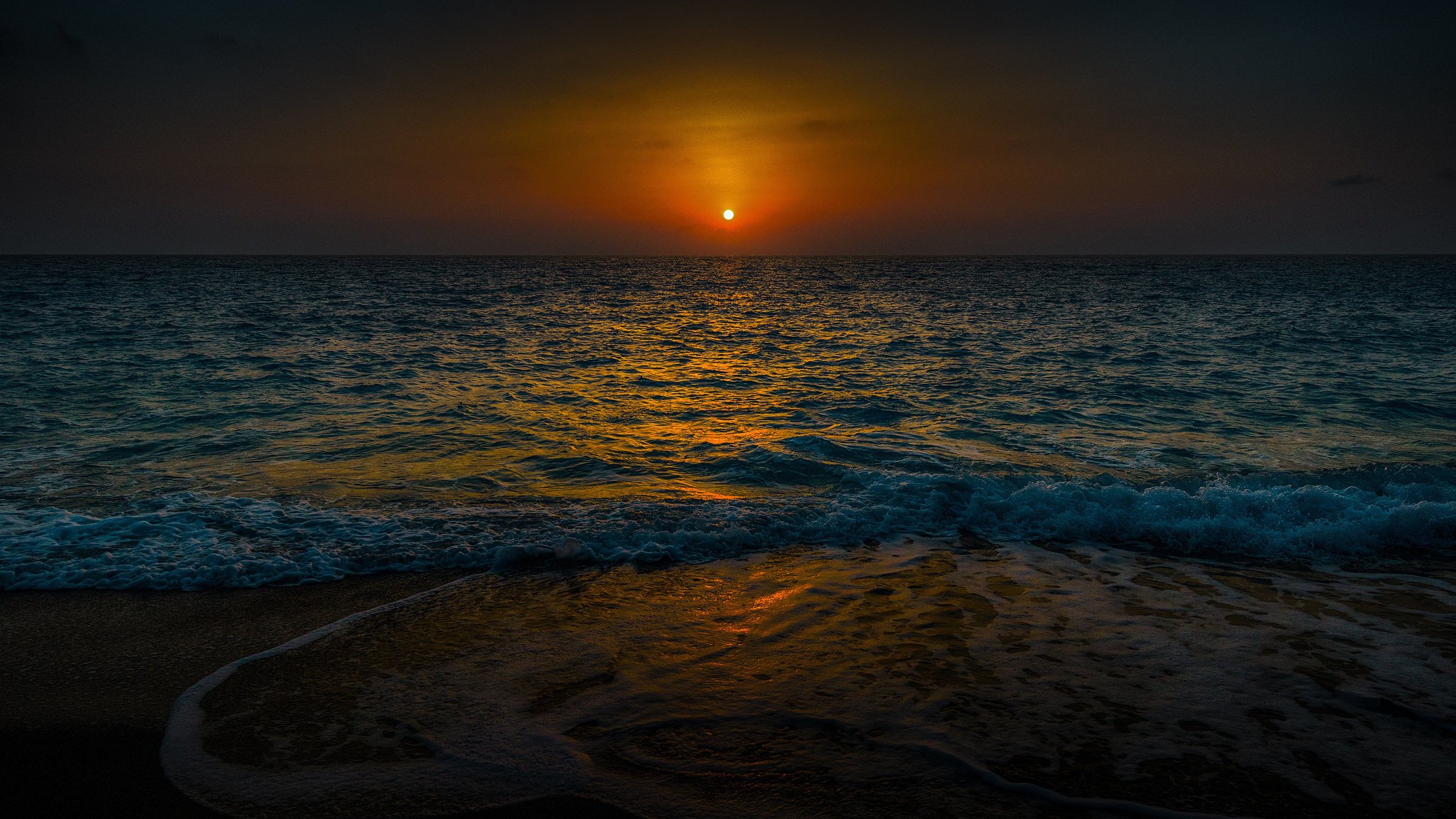 unset the sun sea beach landscape coast nature horizon