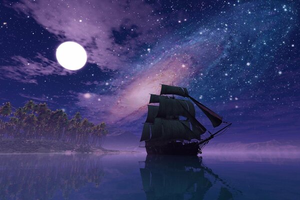 Sailboat in the starry sky