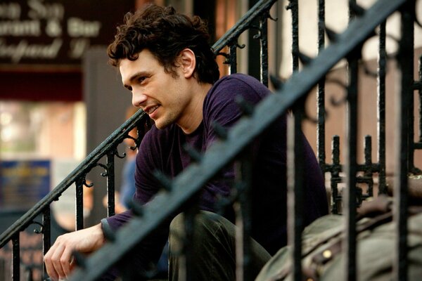 Actor James Franco on the porch
