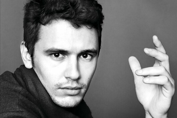 Actor James Franco hand gesture questioning look