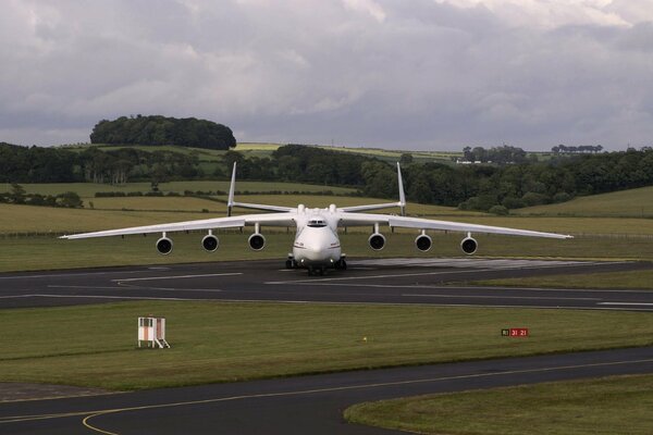 Antonov cargo plane on the runway