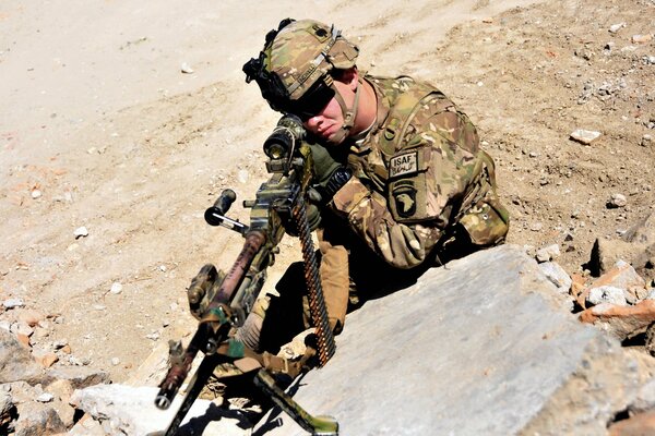 A United States soldier with a gun