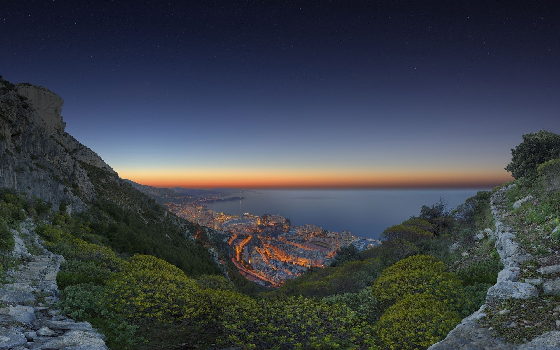 tramonto città mare paesaggio