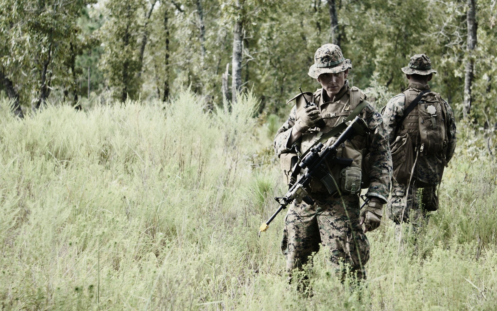 soldats armes champ