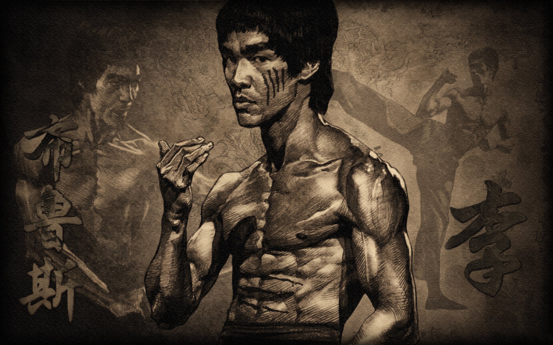 bruce lee aktor mężczyzna tułów mięśnie stojak