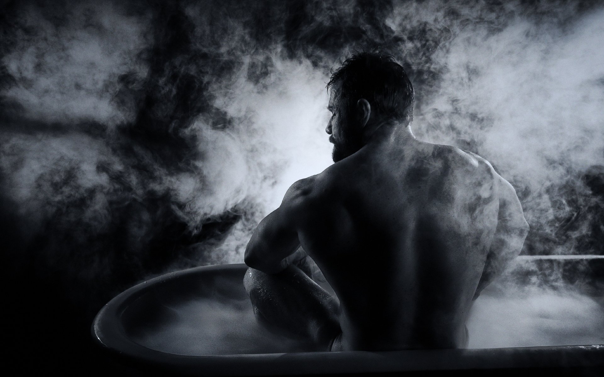 men bath background