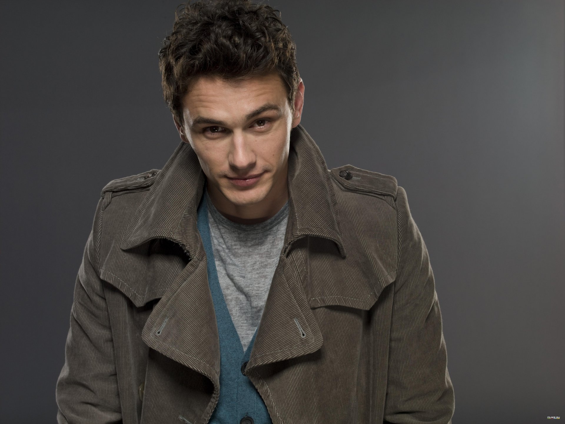 james franco actor jacket gray background