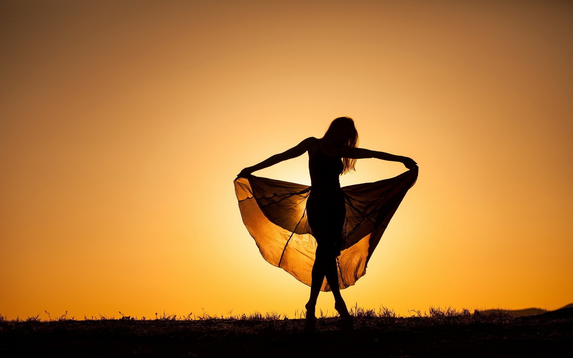 dancing sunset girl