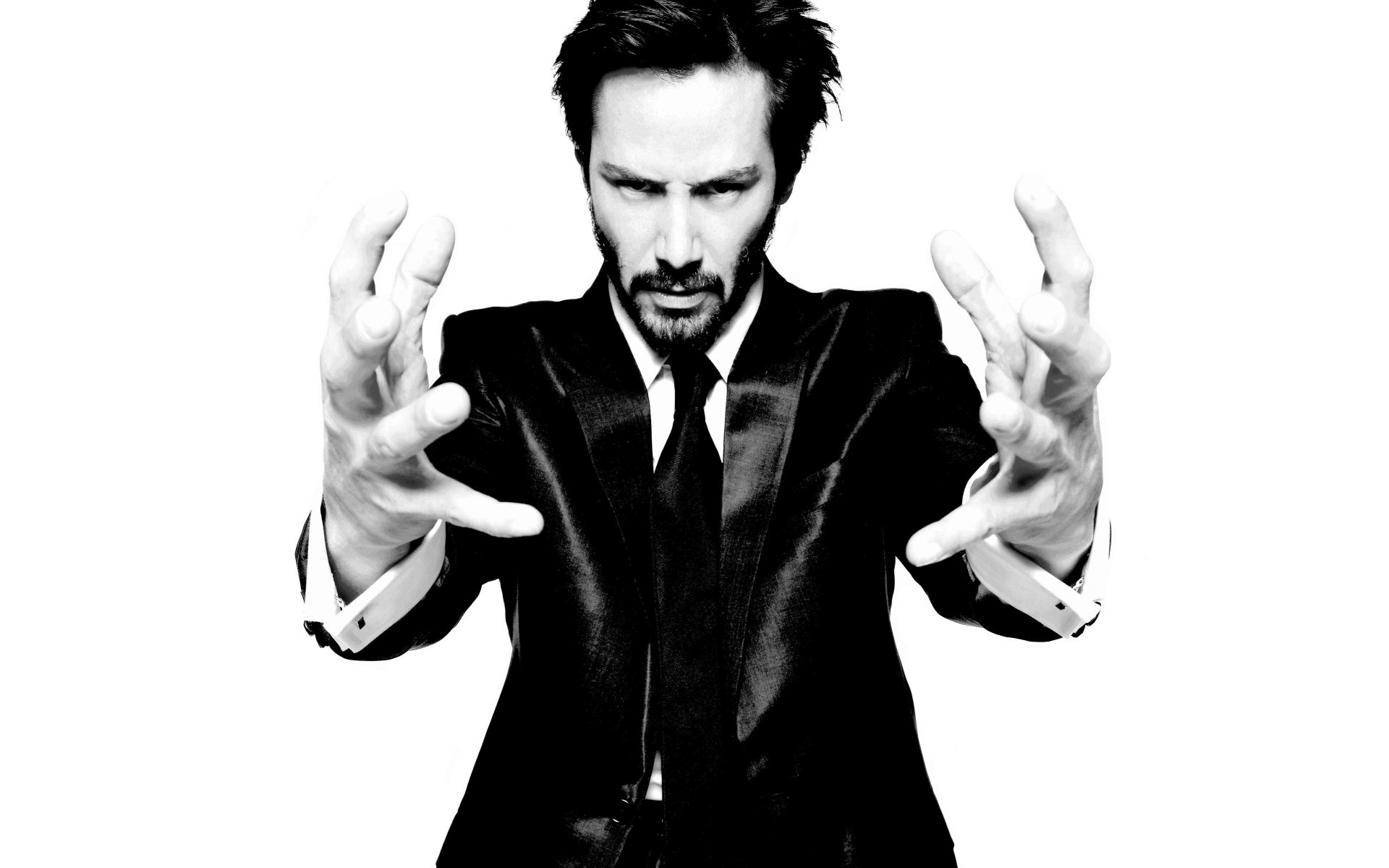 keanu reeves men hands fingers b / w black and white