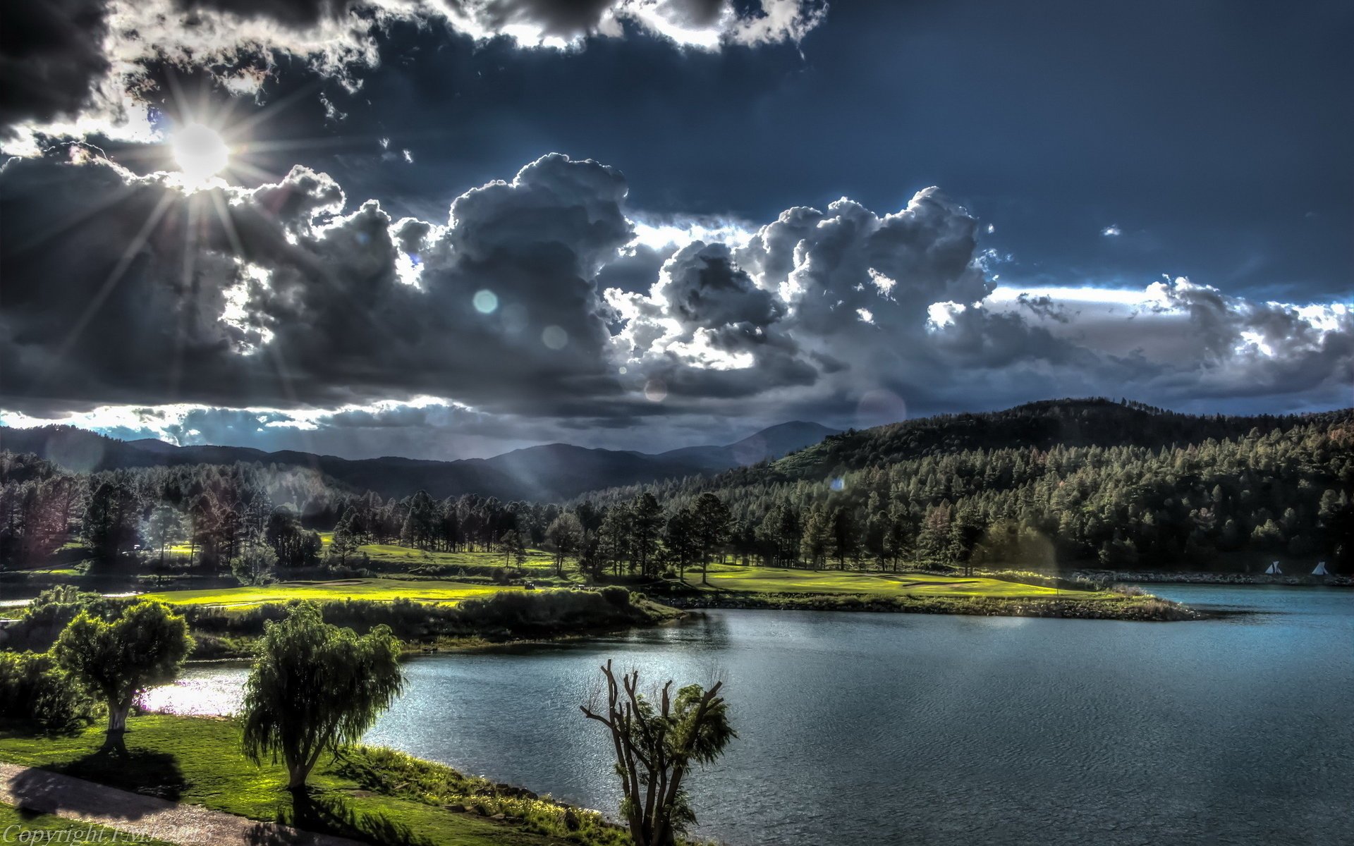 lake the sky landscape cloud