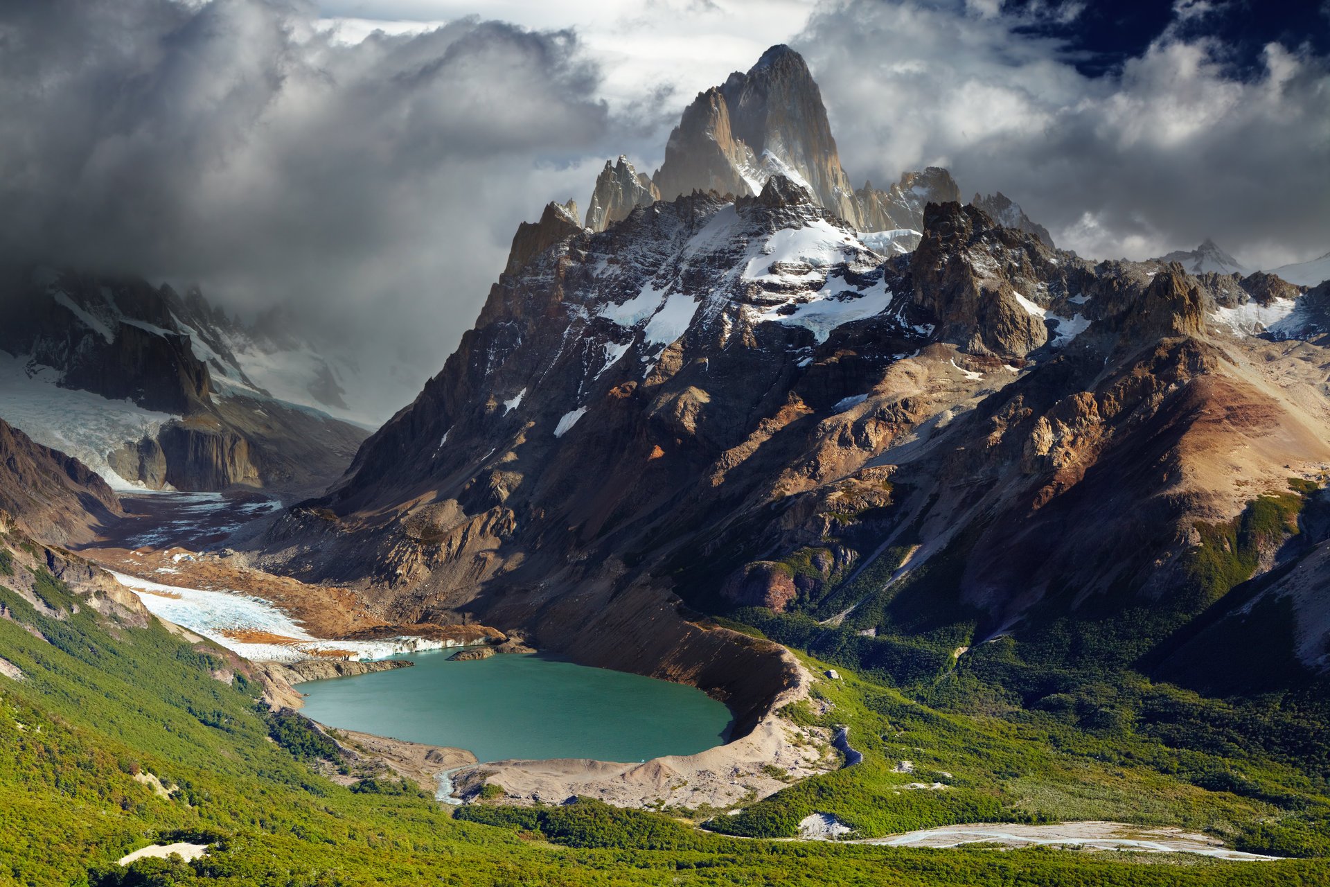 nature argentine montagnes lac paysage herbe nuages