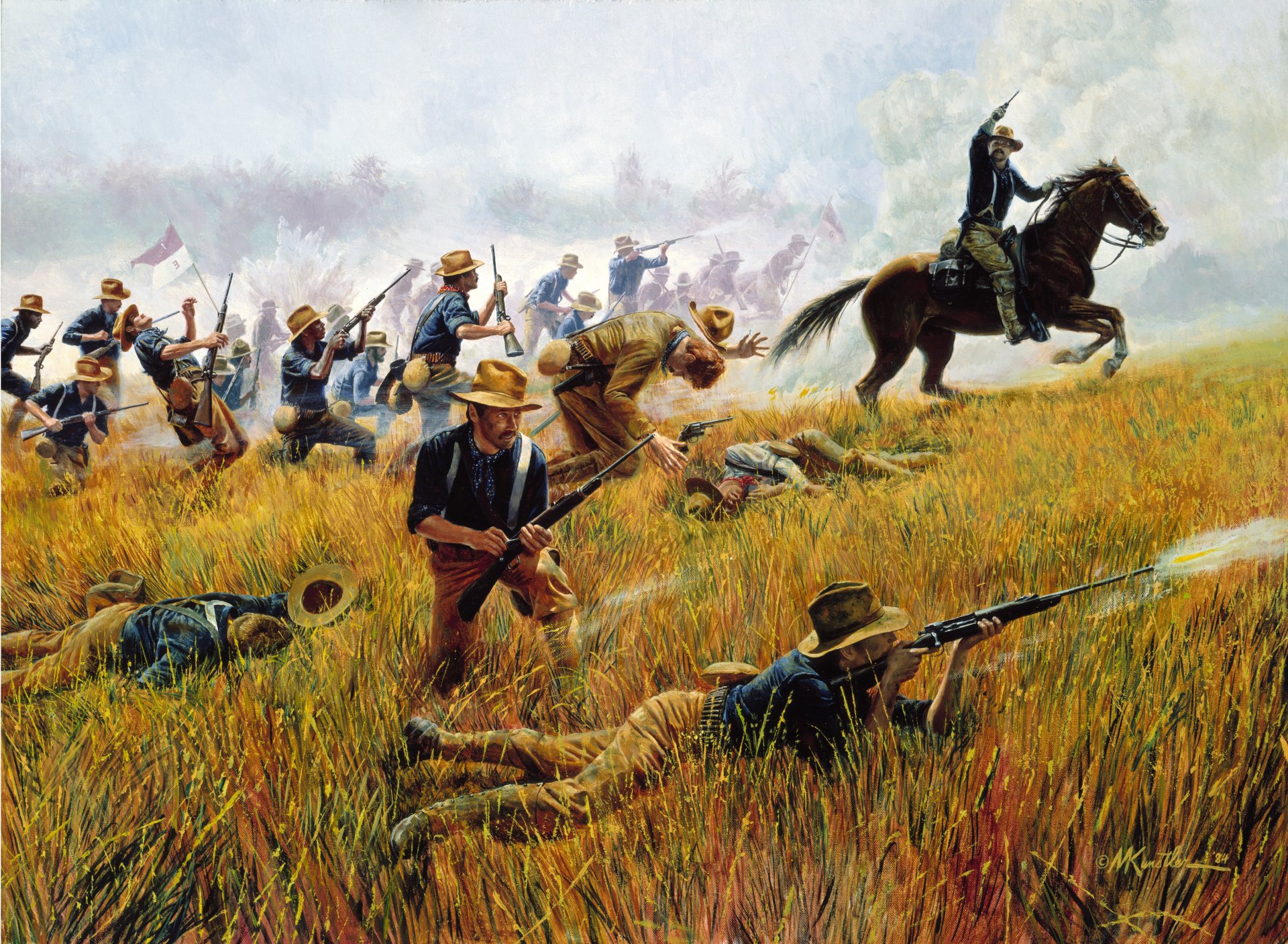 Cowboys Rough Riders by Mort Kunstler Kettle hill cuba july 1 war horse