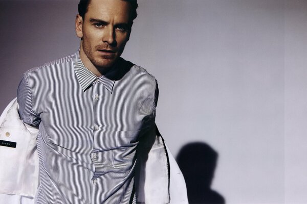 Actor Michael Fassbender in a photo shoot for Gucci