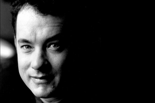 Tom Hanks retrato en blanco y negro