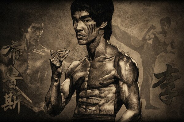 Schauspieler Bruce Lee im Rack