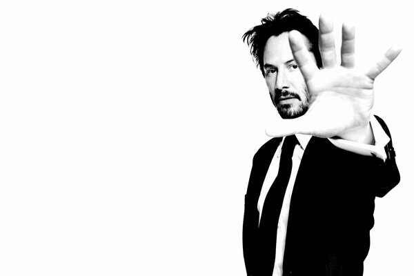 Schwarzweißfoto von Keanu Reeves