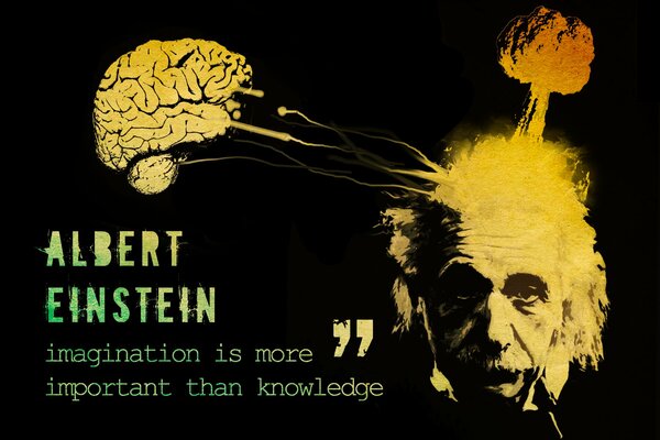 Picture with Einstein and quote in English