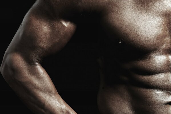 A man shows off a pumped-up body