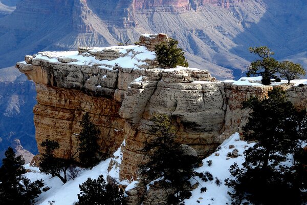 Snow lies at a height in the mountains