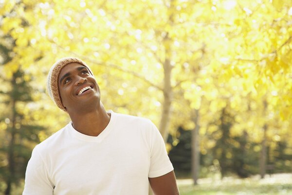 A guy s smile of joy on a walk