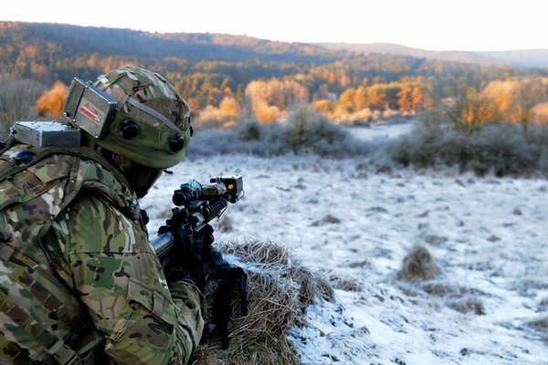 Soldier in the field wallpaper on the table