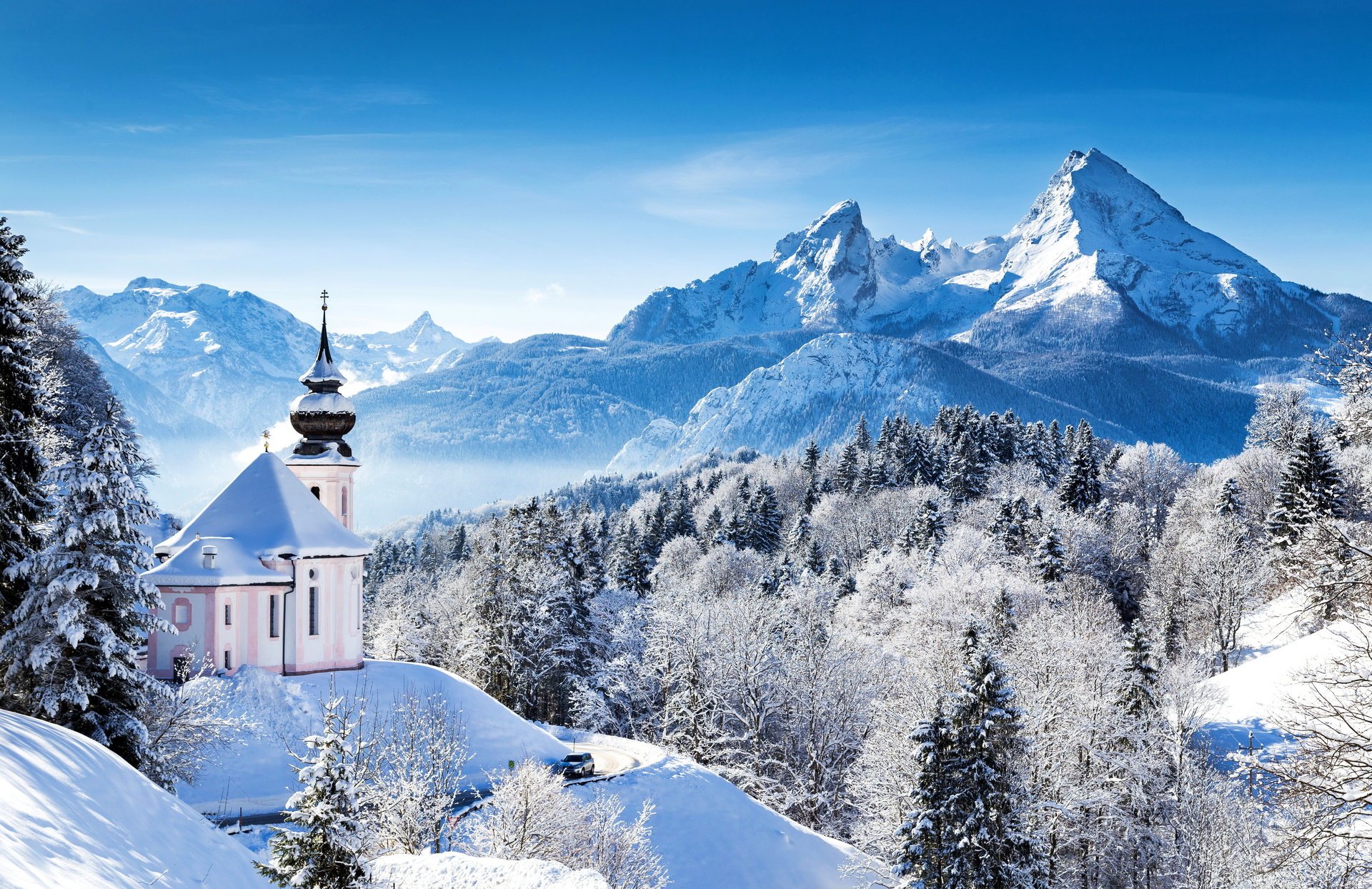 germania inverno montagne foresta tempio baviera alpi neve natura