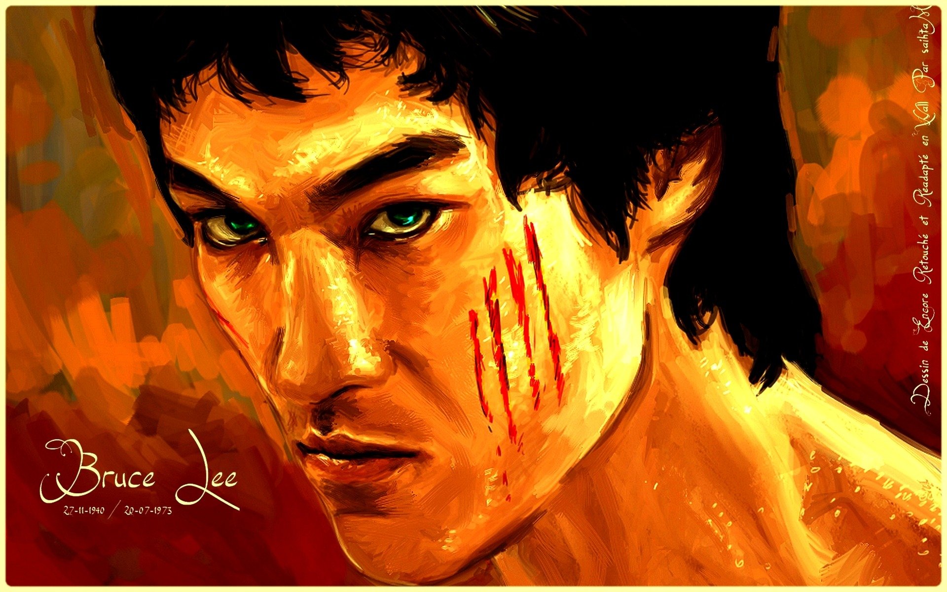 bruce lee arte pantalla ancha brillante hermoso fondo de pantalla mirada ojos dragón cara