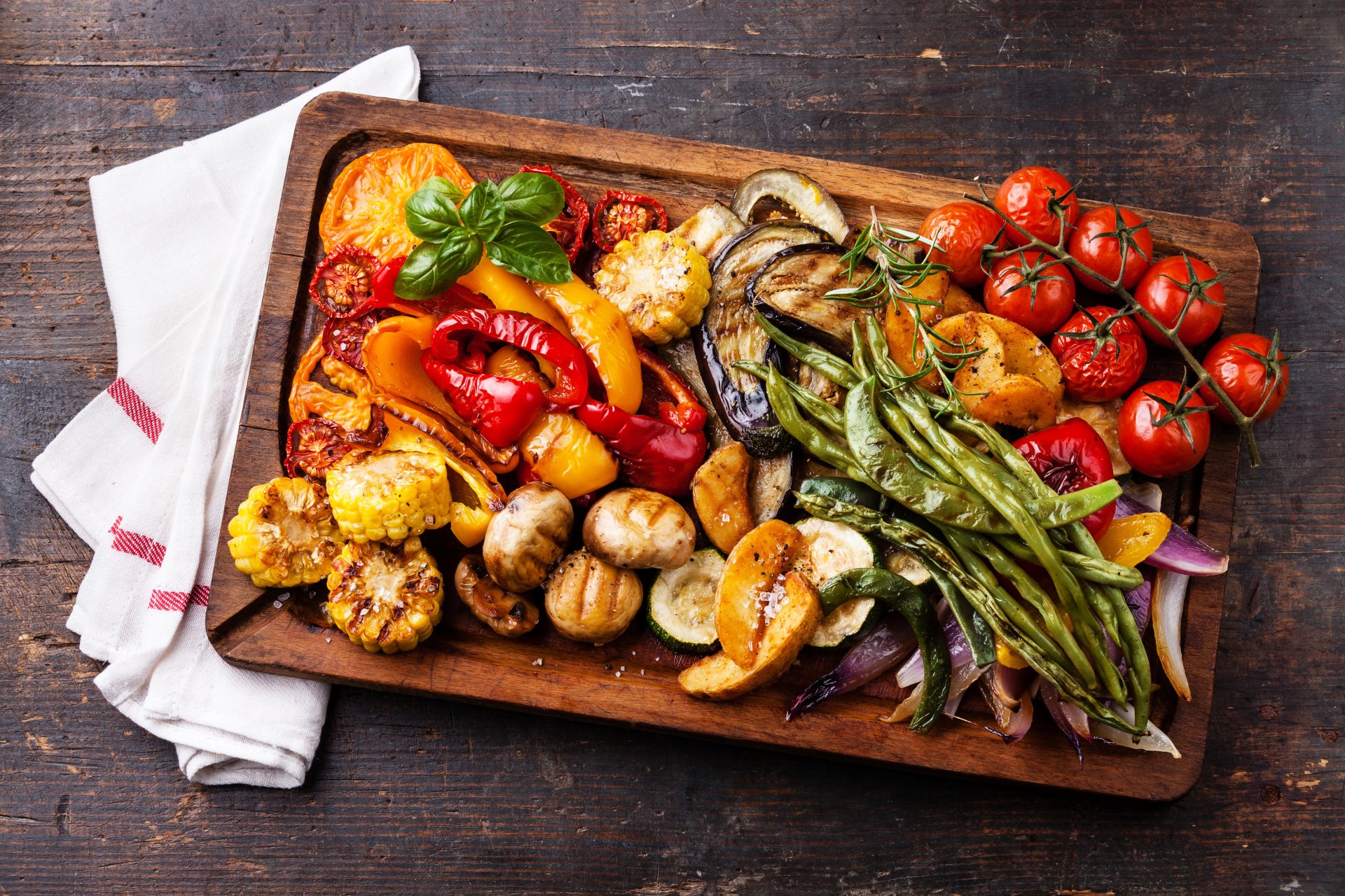 corn tomatoes vegetables baked pepper eggplant